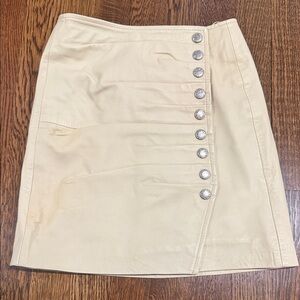 Retrofete Cream Mini Skirt with Silver Buttons